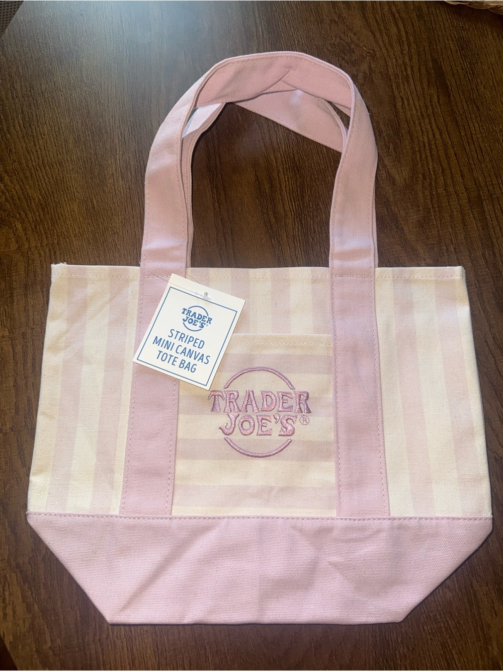 TRADER JOES MINI TOTE BAGS. Set of 4 new striped. 1 of each color - Picture 4 of 5